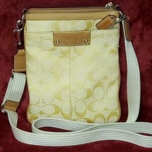 Coach Tan/Yellow Signature Crossbody Bag